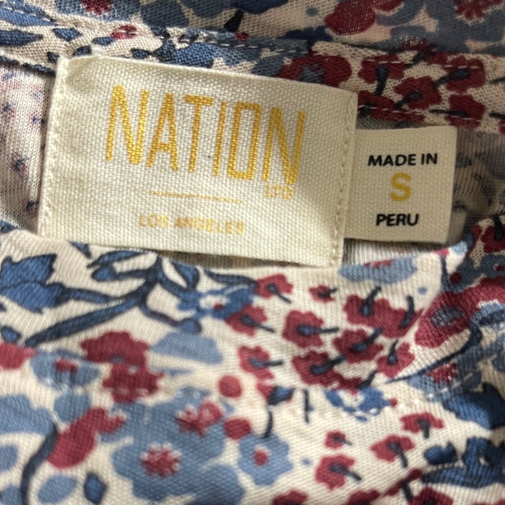 Nation‎ LTD Martine Knit Midi Dress Size Small Floral Print Tiered Smocked Waist - Picture 2 of 8
